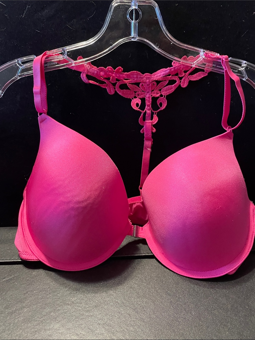 Fredrick’s of Hollywood Women's Hot Pink Lace-Back T-Shirt Bra